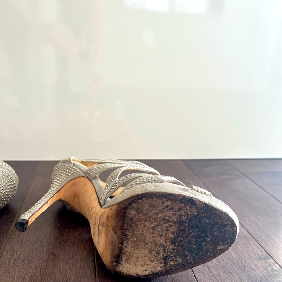 Authentic Jimmy Choo Suede Studded Collar Sandals - Silver - Size 36 - Picture 7 of 8